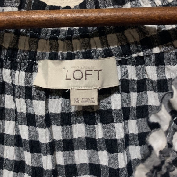 LOFT Gingham Side Toe Off the Shoulder Top XSmall - Picture 5 of 7